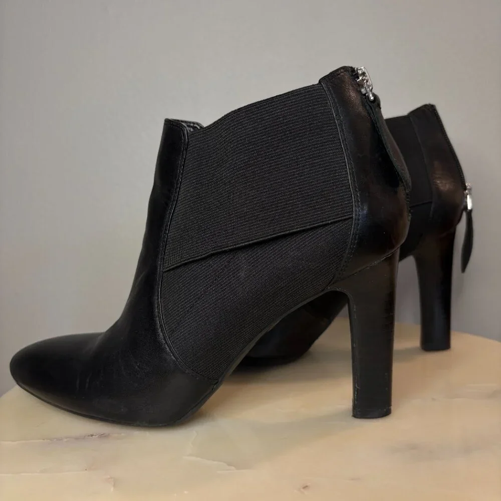 Franco Sarto Viceroy Sz 7.5 Leather Heeled Ankle Bootie - Zip Heel